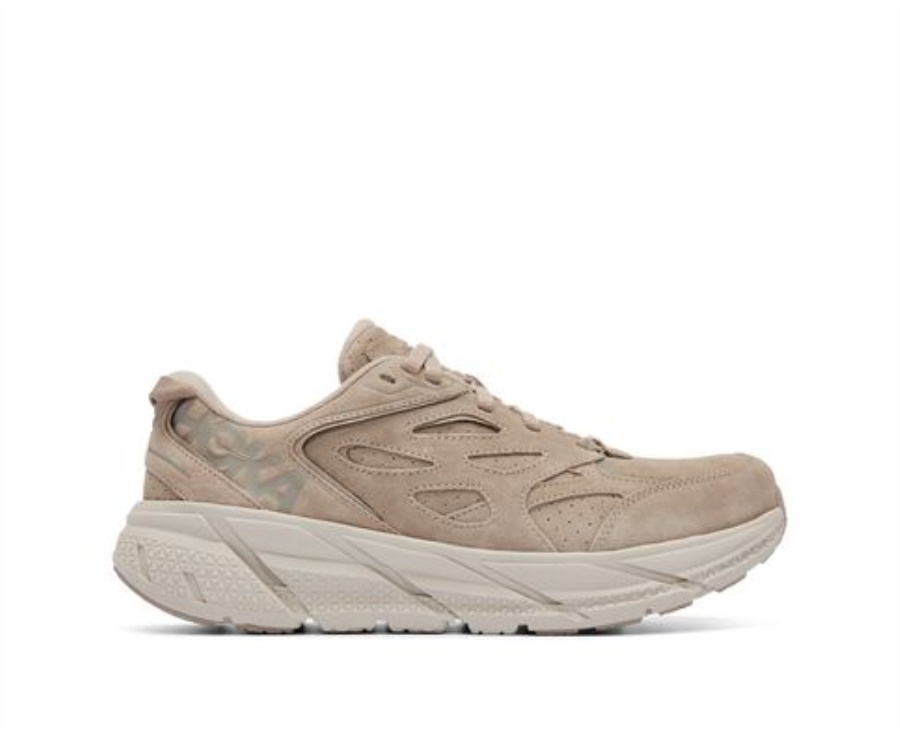Hoka Clifton L Wildleder Einfach Taupe Bimsstein